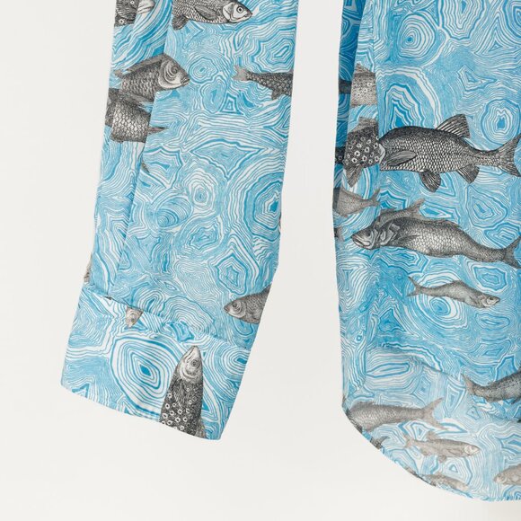 Comme des Garcons Homme Plus SS/17 Blue Fish-Print Cotton Shirt - Picture 5 of 11